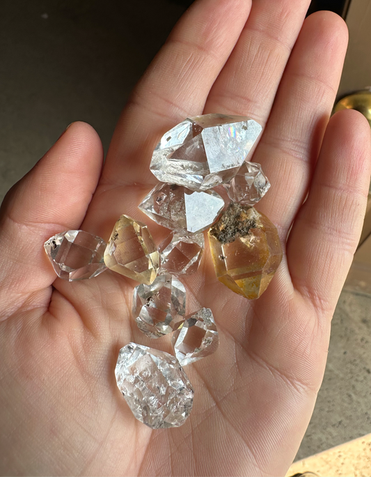 Lot of 10 Water Clear Herkimer Diamond Crystals Gem Bag