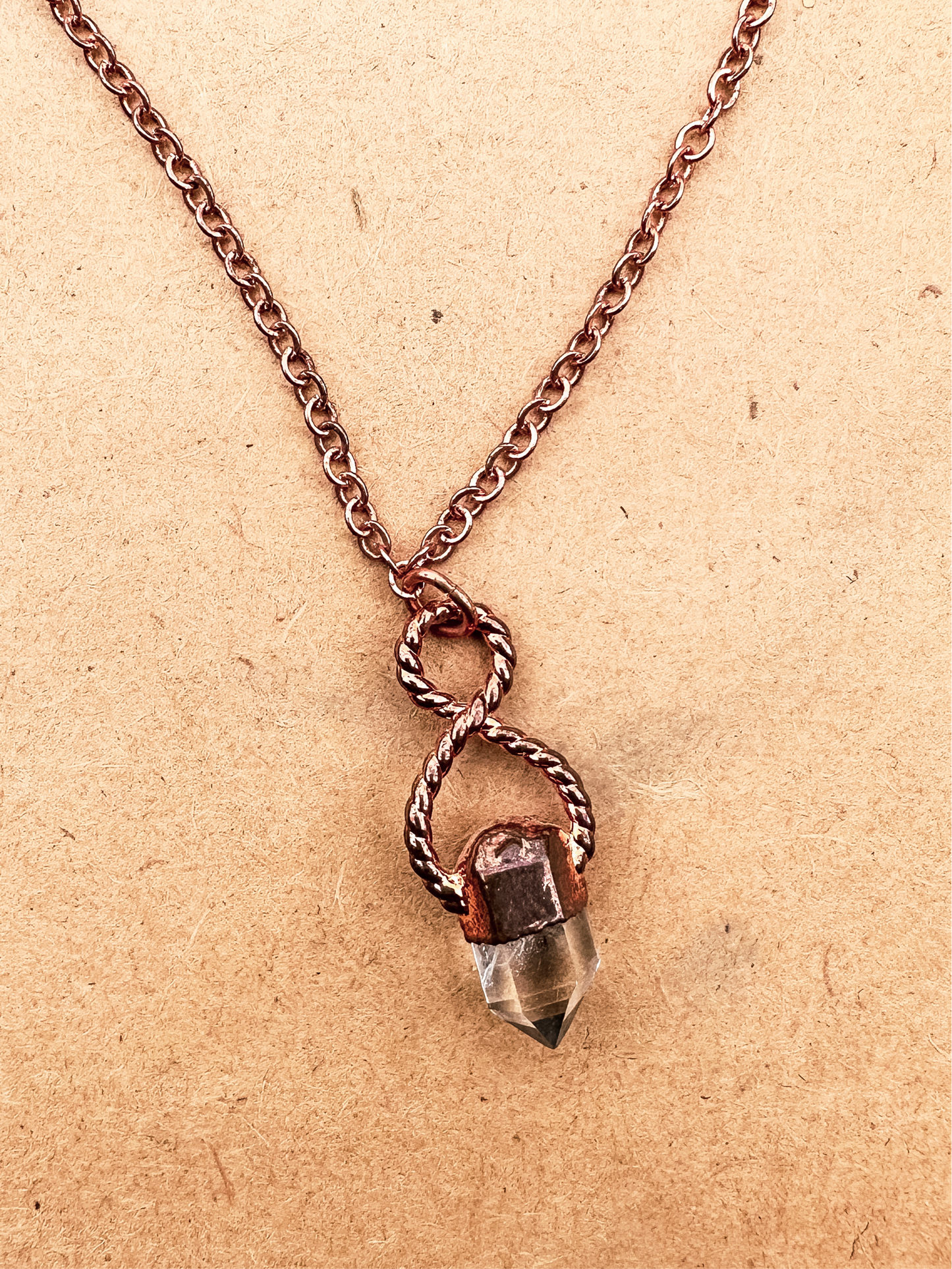 Electroplated Copper Herkimer Diamond Necklace