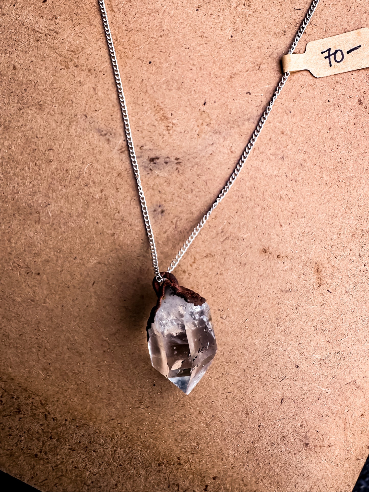 Electroformed Copper Herkimer Diamond Necklace