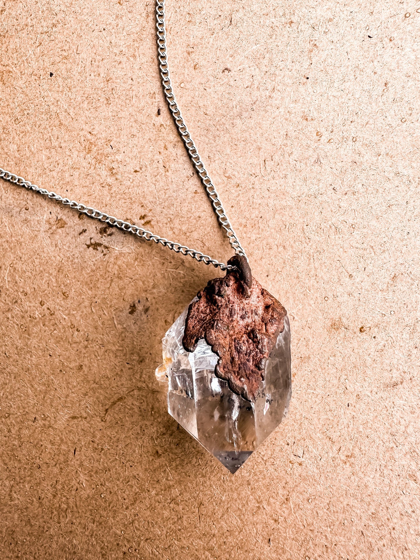 Electroformed Copper Herkimer Diamond Necklace