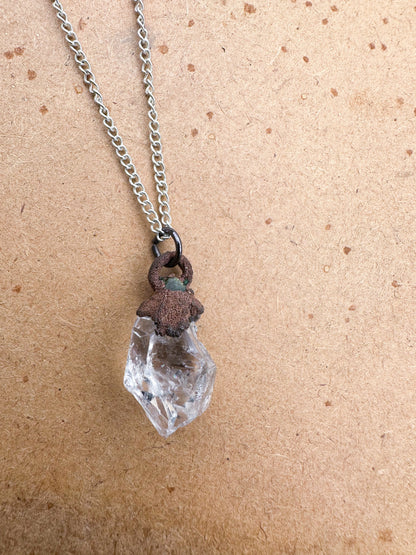 Electroformed Copper Herkimer Diamond Necklace