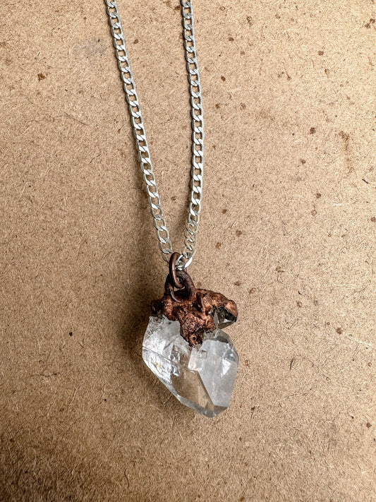 Electroformed Copper Herkimer Diamond Necklace