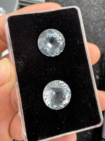 Faceted Herkimer Diamond Rounds 11.85ct TOTAL, $400 for PAIR 12 mm