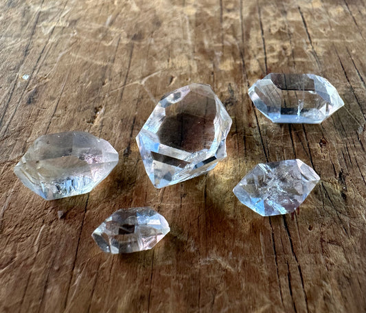 Lot of 5 Water Clear Herkimer Diamond Crystals Approx. 10g