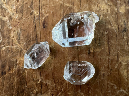 Lot of 3 Water Clear Herkimer Diamond Crystals Approx. 10g