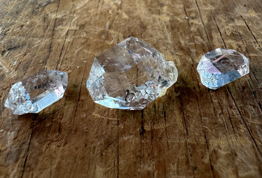 Lot of 3 Water Clear Herkimer Diamond Crystals Approx. 10g