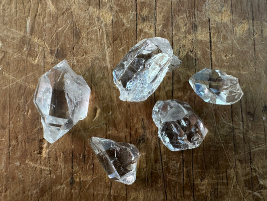 Lot of 5 Water Clear Herkimer Diamond Crystals Approx. 10g