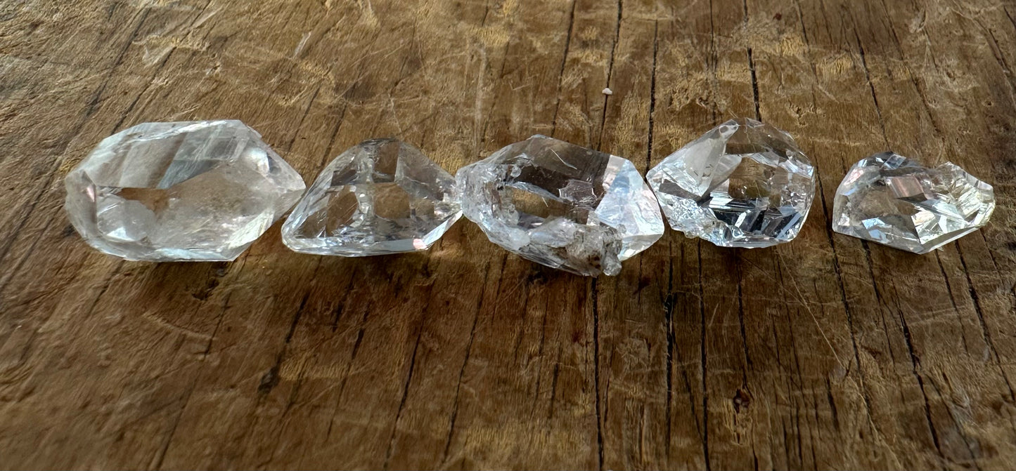 Lot of 5 Water Clear Herkimer Diamond Crystals Approx. 10g