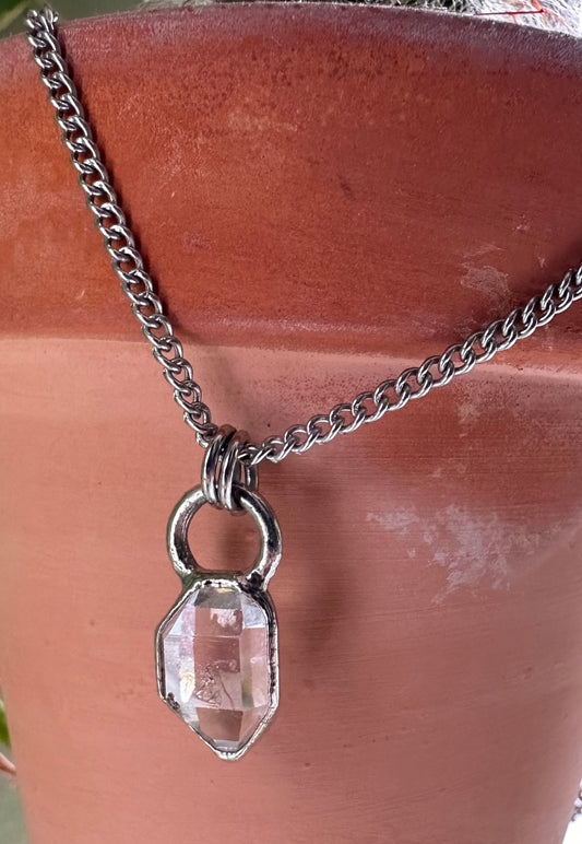 Palladium Coated Herkimer Diamond Necklace
