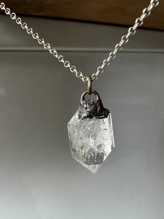 Electroformed Copper Herkimer Diamond Necklace
