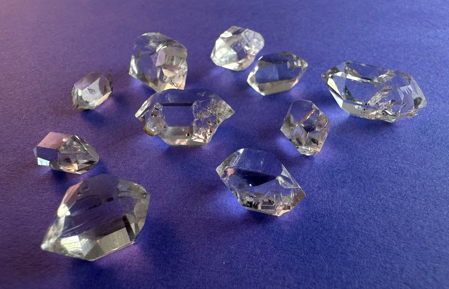 Lot of 10 "Tier 2" Water Clear Crystals w/ Inclusions Approx. 7g