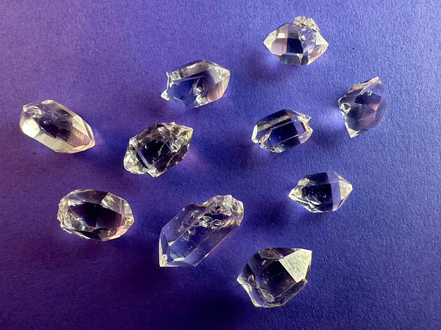 Lot of 10 "Tier 2" Water Clear Crystals w/ Inclusions Approx. 7g