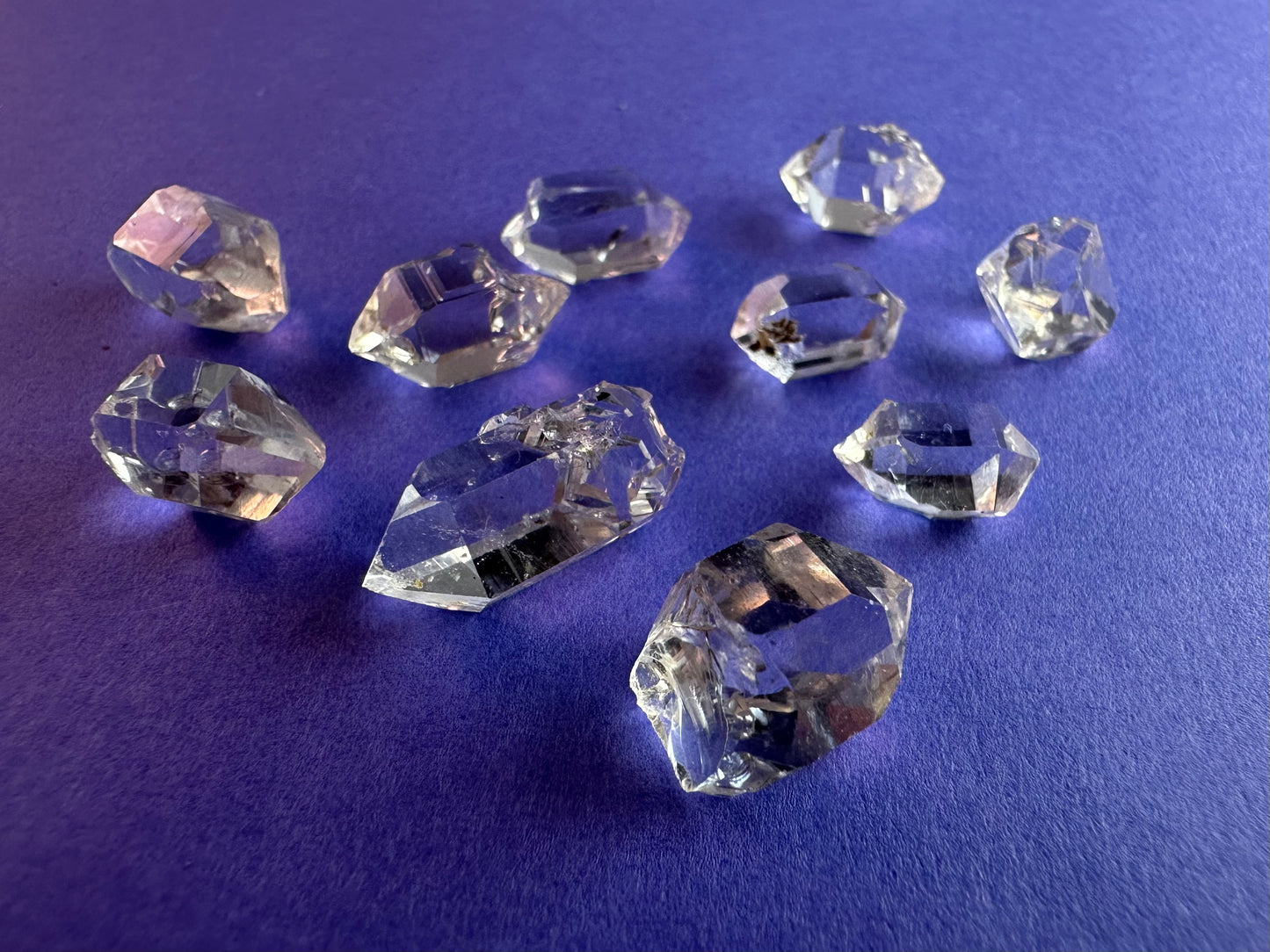 Lot of 10 "Tier 2" Water Clear Crystals w/ Inclusions Approx. 7g