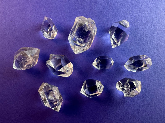 Lot of 10 "Tier 2" Water Clear Crystals w/ Inclusions Approx. 9g