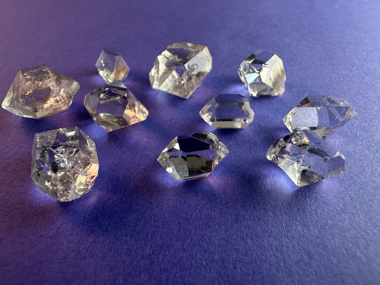 Lot of 10 "Tier 2" Water Clear Crystals w/ Inclusions Approx. 9g