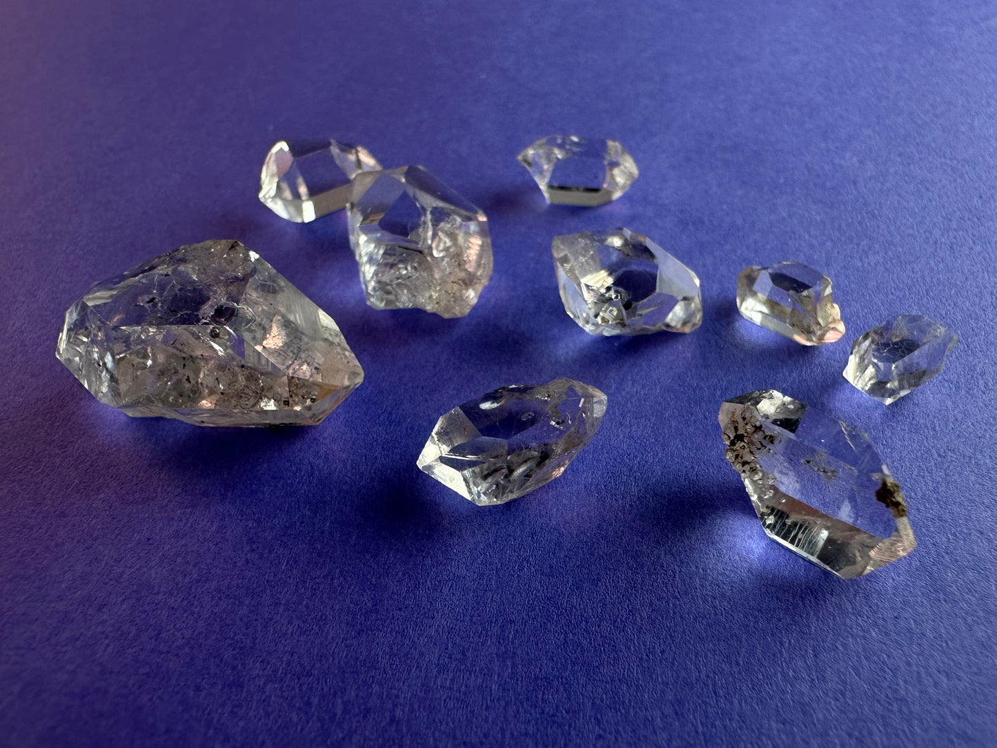 Lot of 10 "Tier 3" Water Clear Crystals w/ Inclusions Approx. 9g