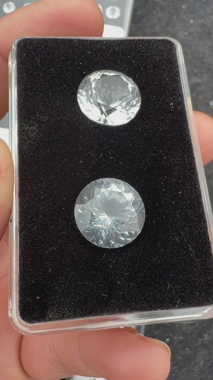 Faceted Herkimer Diamond Rounds 11.85ct TOTAL, $400 for PAIR 12 mm