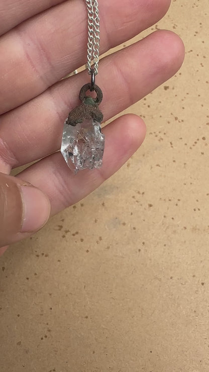 Electroformed Copper Herkimer Diamond Necklace