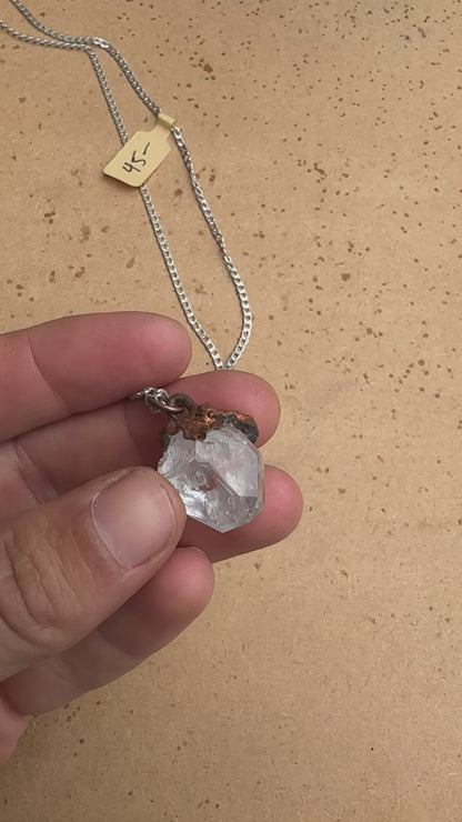 Electroformed Copper Herkimer Diamond Necklace