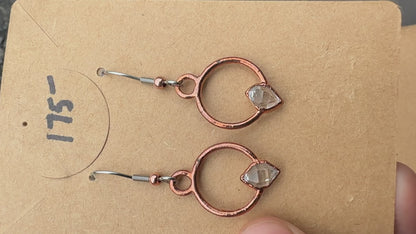 Electroplated Copper Herkimer Diamond Earrings