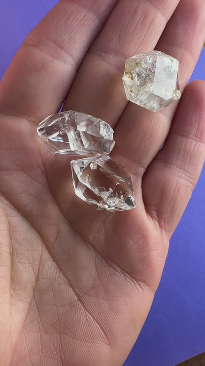 Lot of 3 Larger Water Clear Crystals w/ Inclusions Approx. 16g